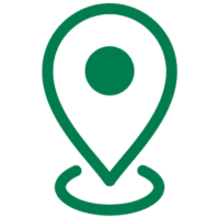 green map pin icon with a circular base